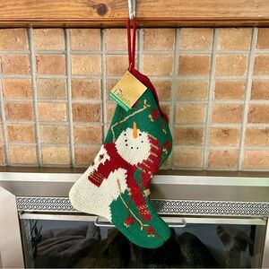 NEW Vintage Snowman Knit Christmas Stocking 100% Wool, HandCrafted, Lined, Large